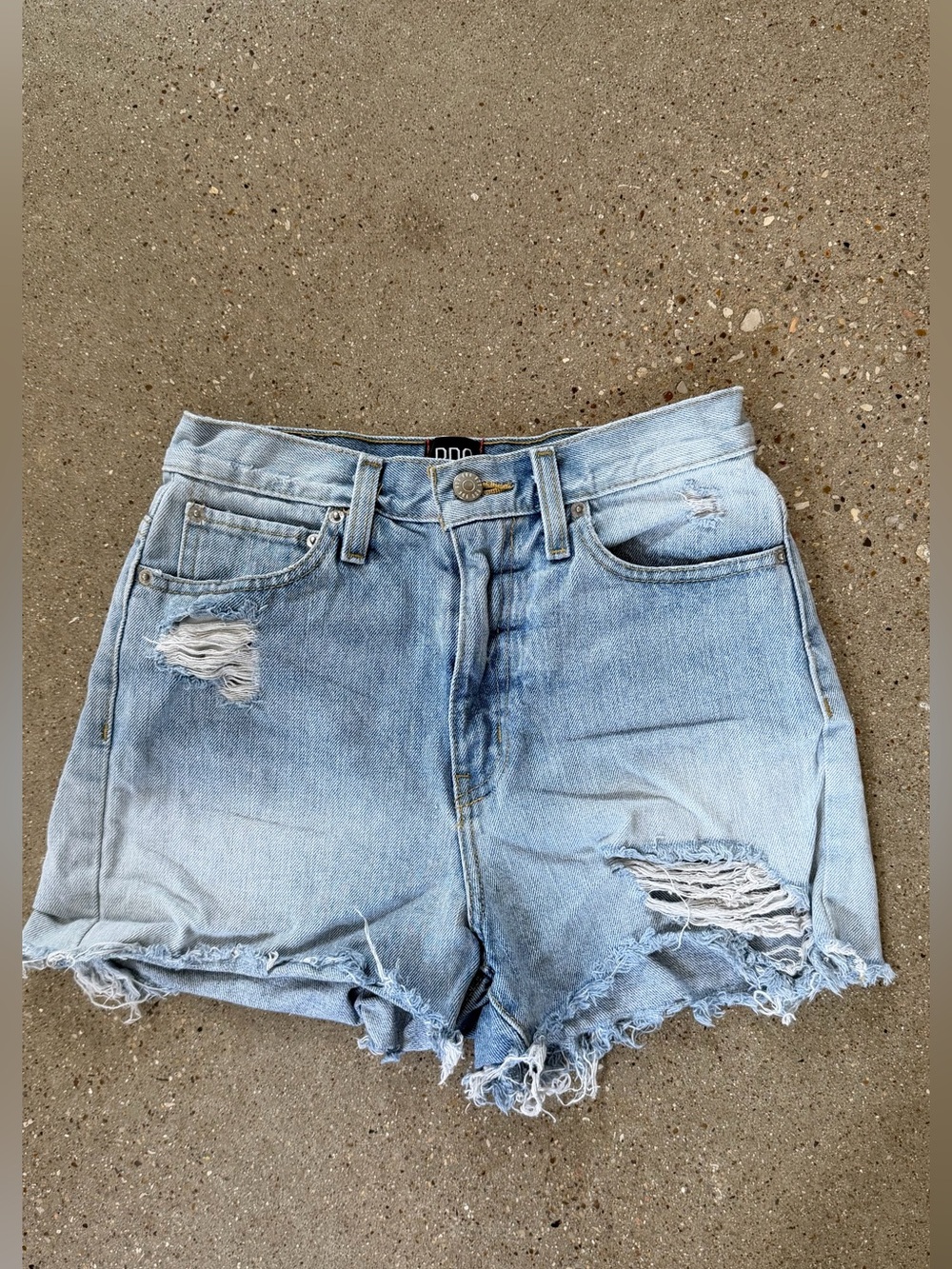 BDG Light Blue Distressed High-Rise Jean Shorts